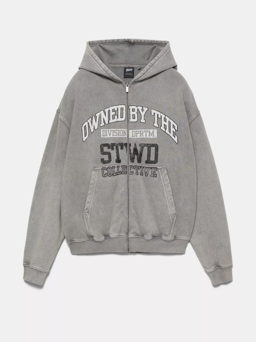 Washed Grey Graphic Hoodie — Grey