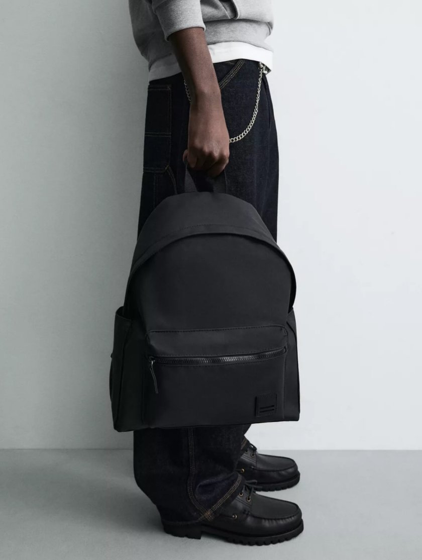 Zara Minimalist Black Backpack — Black