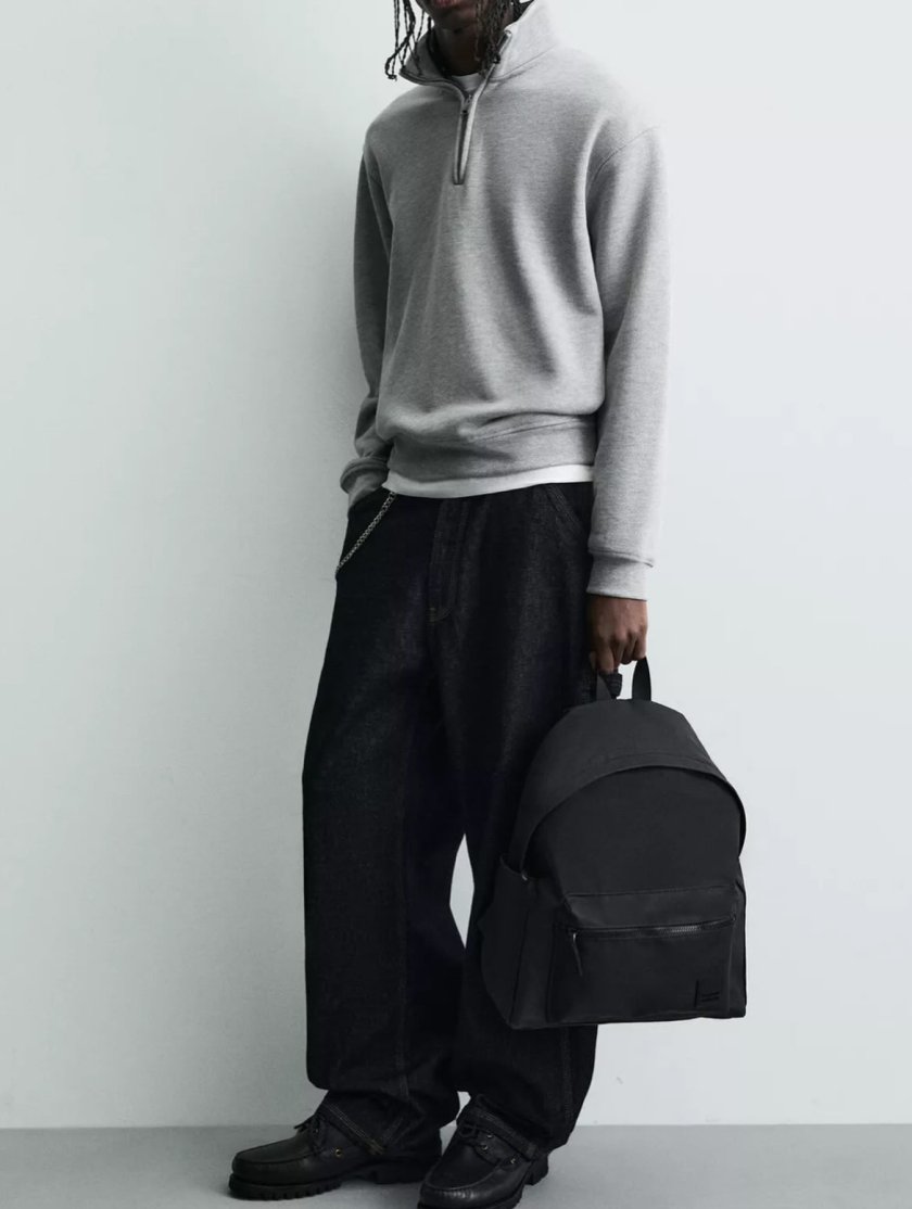 Zara Minimalist Black Backpack — Black