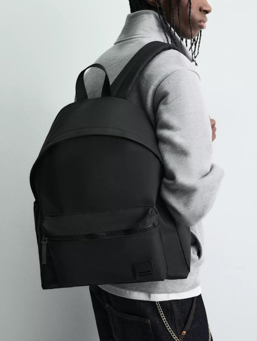 Zara Minimalist Black Backpack — Black