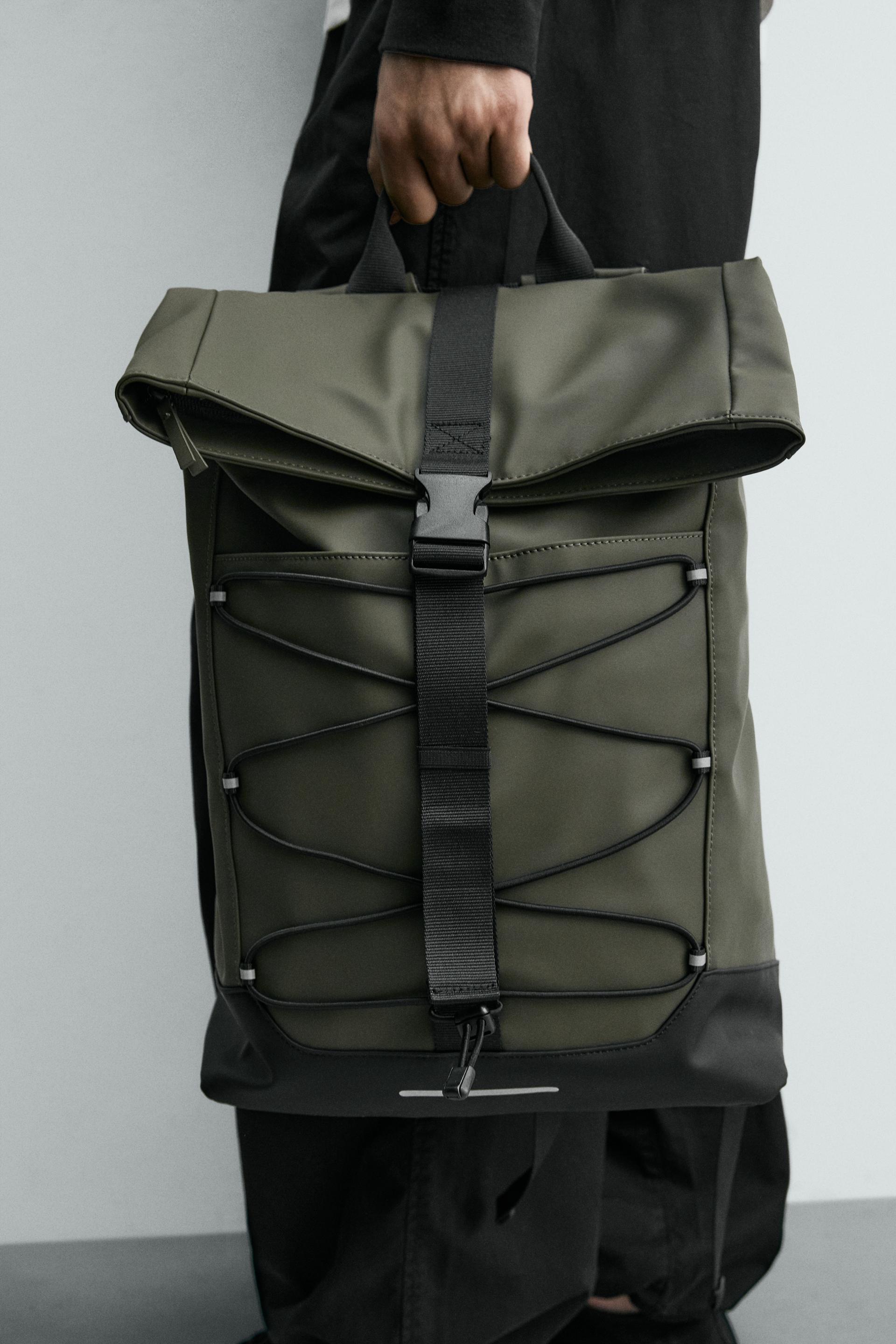Zara SAC À DOS TECHNIQUE EFFET GOMME — Olive