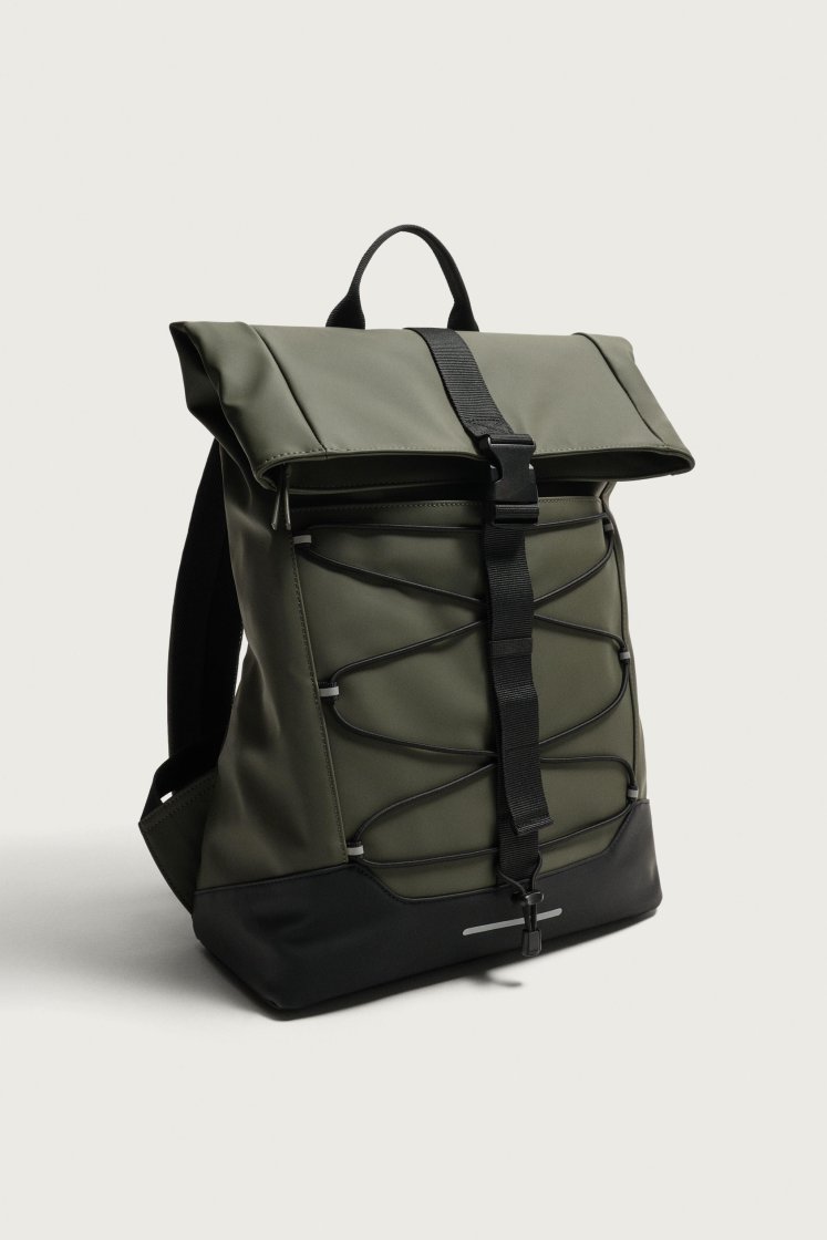 Zara SAC À DOS TECHNIQUE EFFET GOMME — Olive