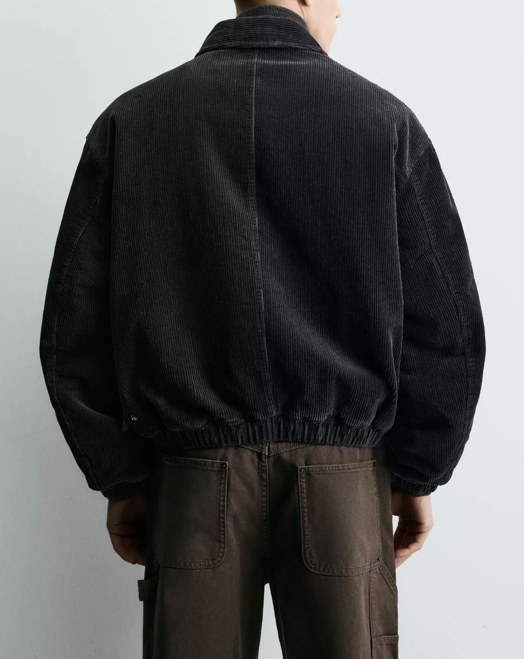 Zara Corduroy Bomber Jacket — Midnight
