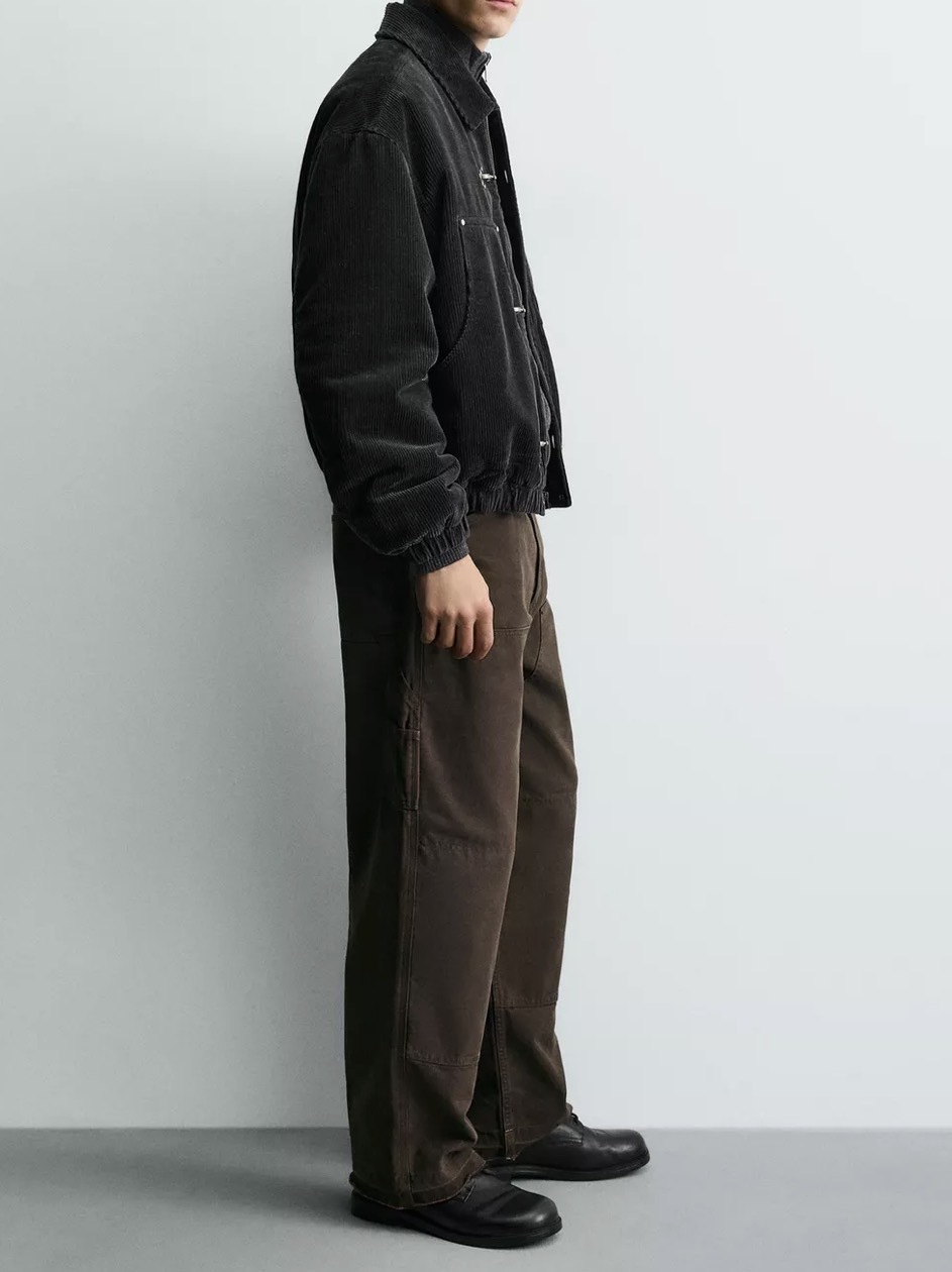 Zara Corduroy Bomber Jacket — Midnight
