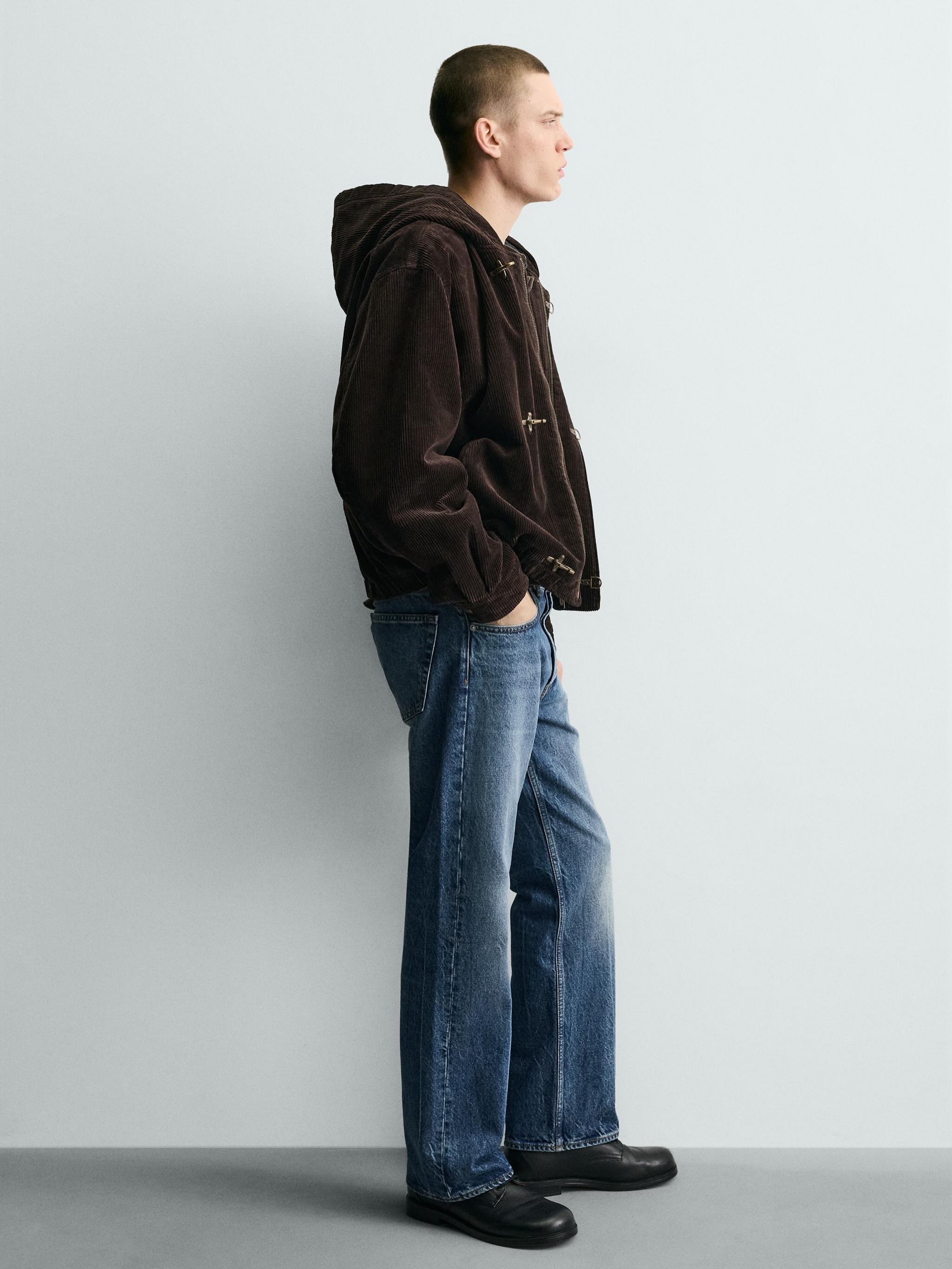 Corduroy Hooded Jacket — Brown