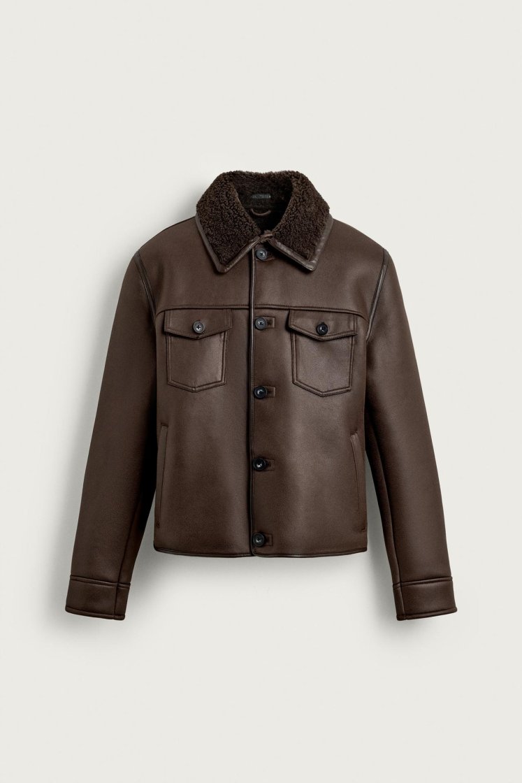 Zara JAQUETA DE POLIURETANO DUPLA FACE — Brown