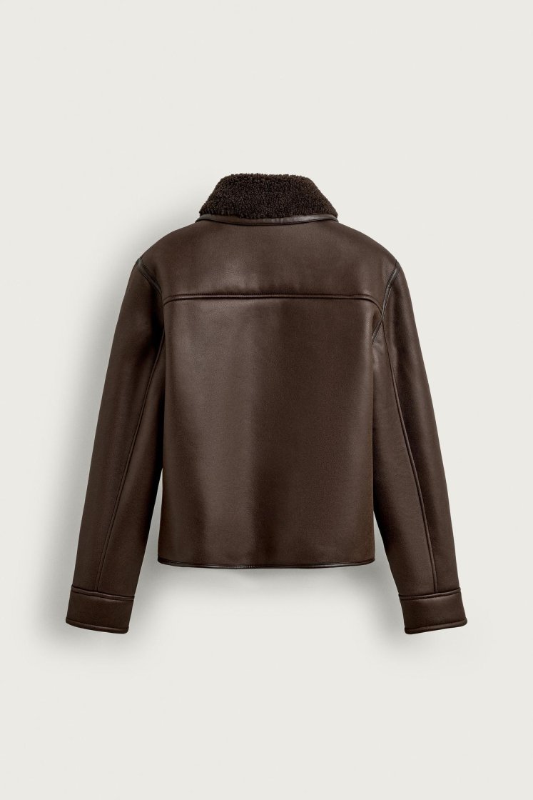 Zara JAQUETA DE POLIURETANO DUPLA FACE — Brown