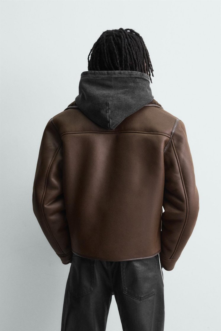 Zara JAQUETA DE POLIURETANO DUPLA FACE — Brown