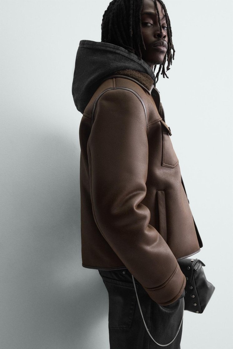 Zara JAQUETA DE POLIURETANO DUPLA FACE — Brown
