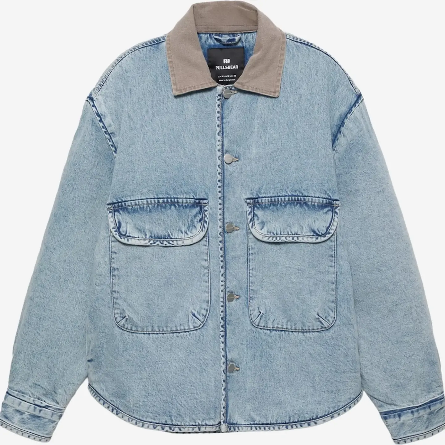 Pull&Bear Oversized Denim Overshirt — Light Blue