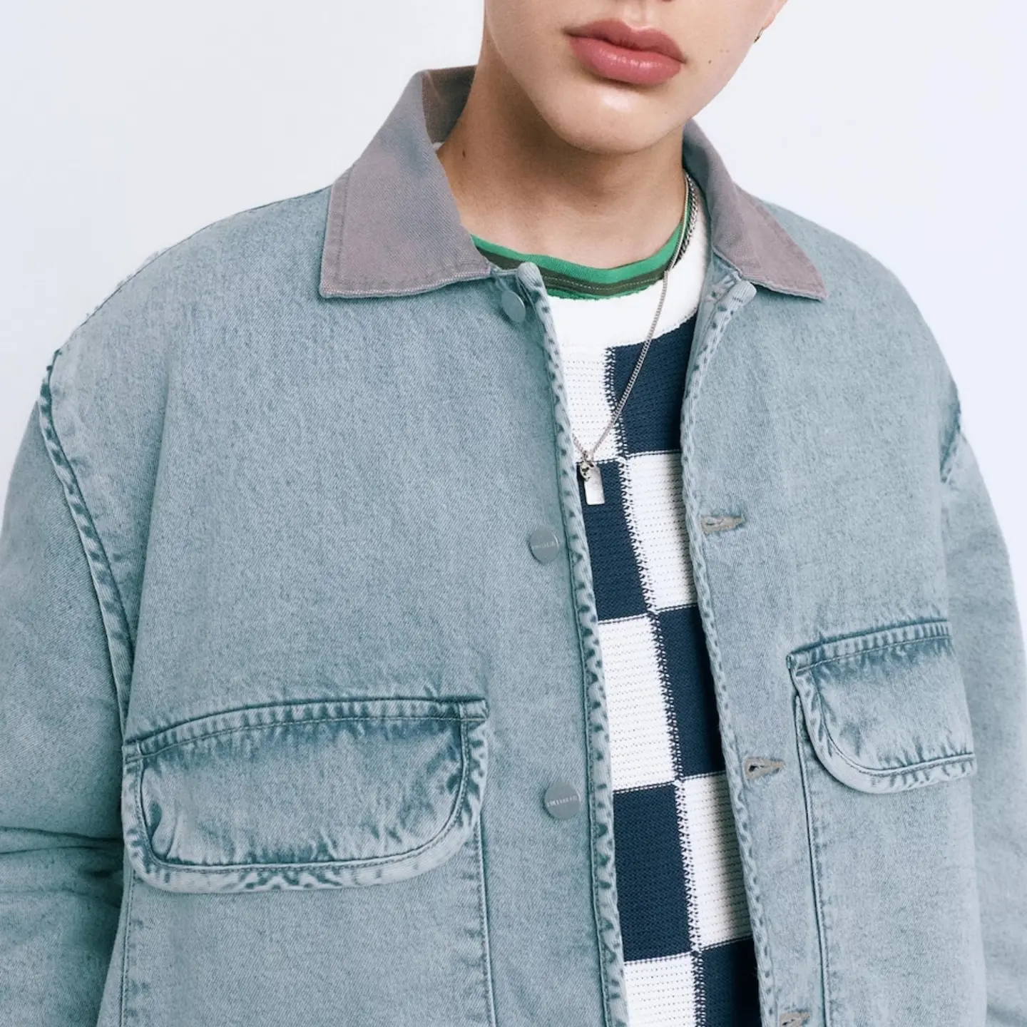 Pull&Bear Oversized Denim Overshirt — Light Blue