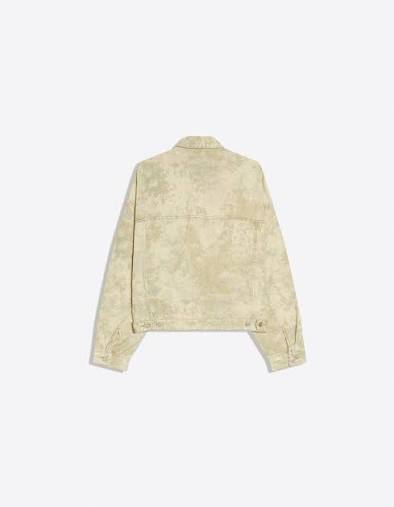 Bershka Acid Wash Denim Jacket — Light Khaki