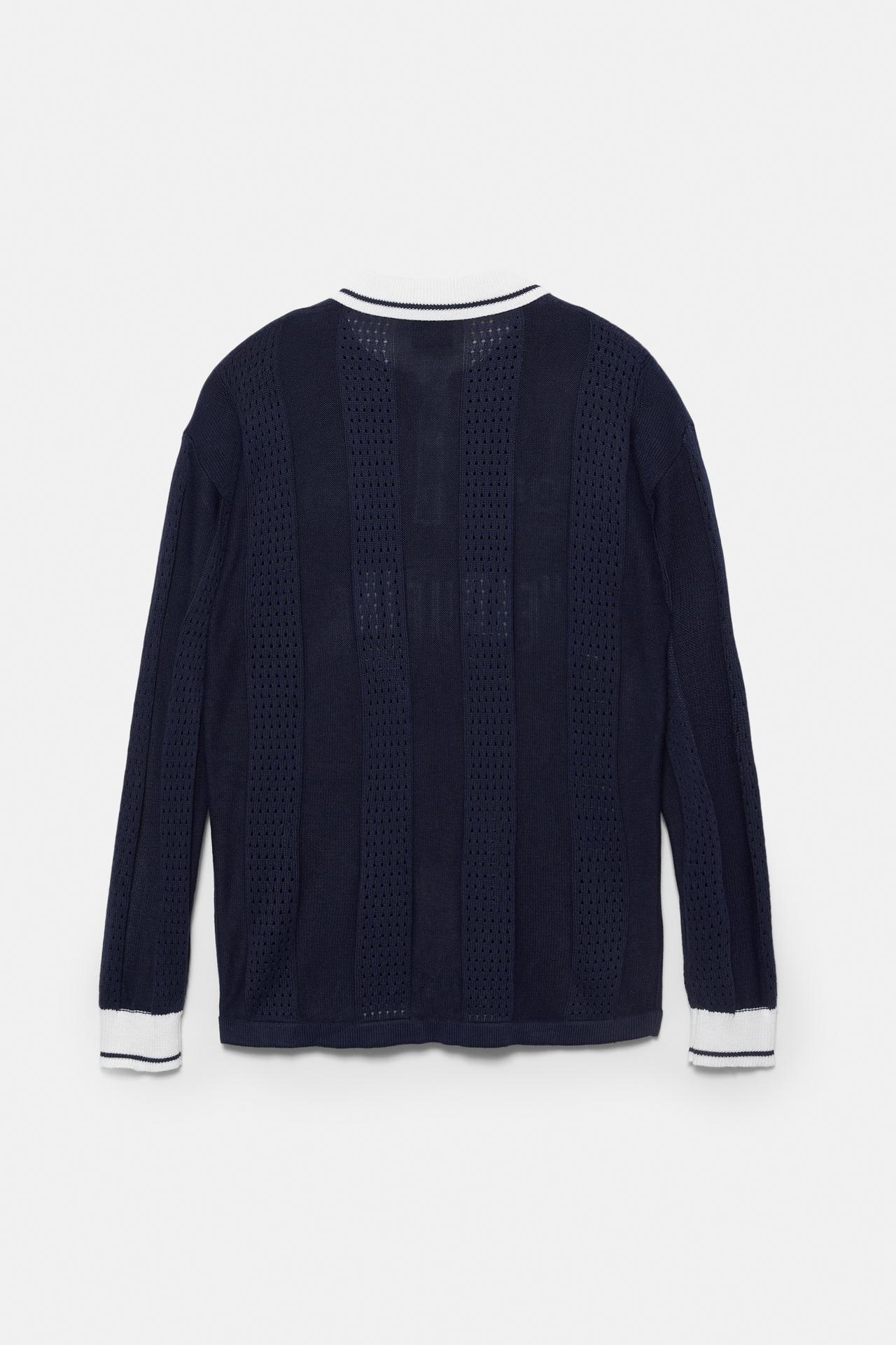 Pull&Bear Textured Knit Polo — Navy