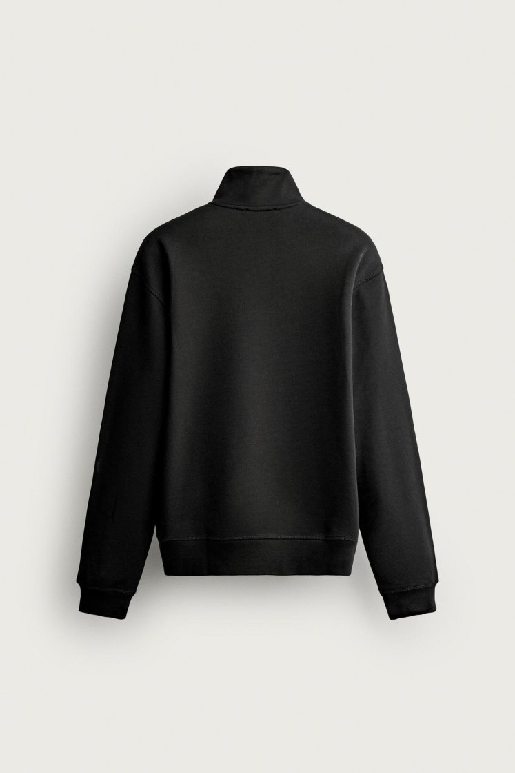 Zara Zip-Neck Basic Sweatshirt — Noir