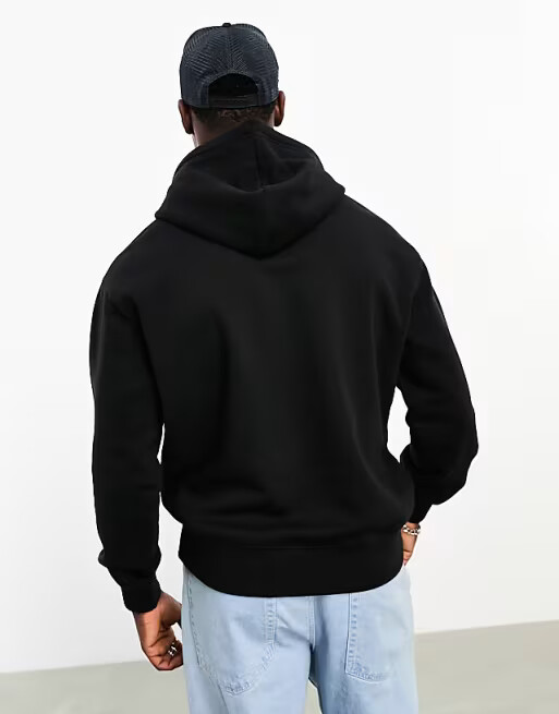 Bershka Black Essential Hoodie — BLACK