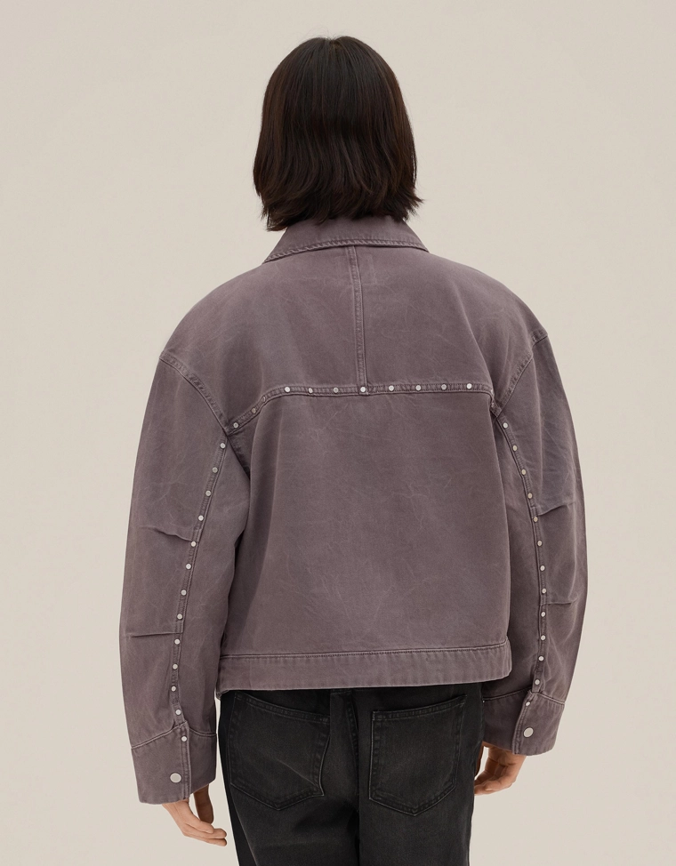 Bershka Studded Biker Jacket — GREY