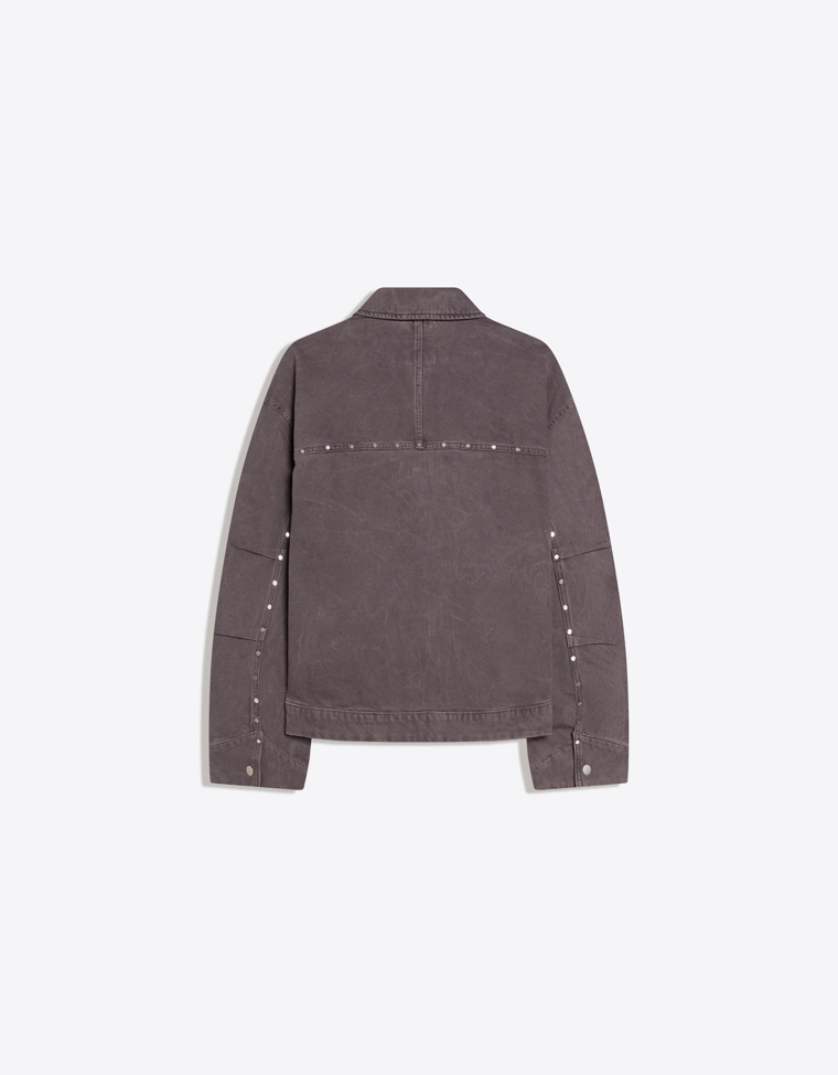 Bershka Studded Biker Jacket — GREY