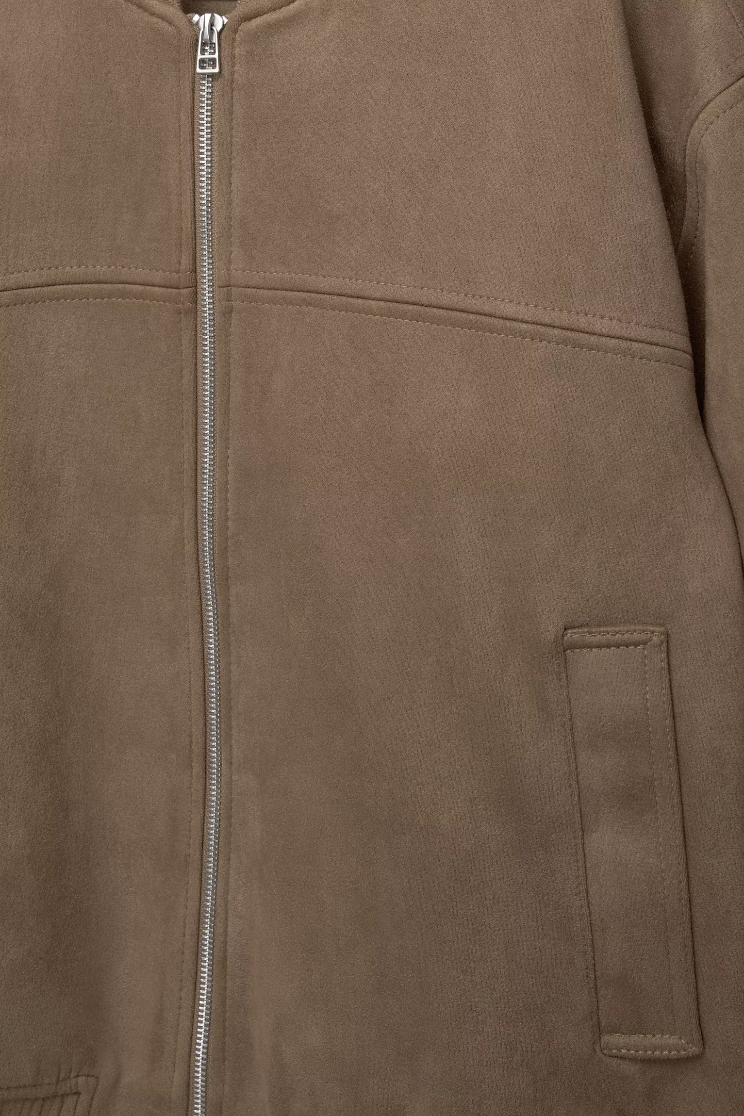 Pull&Bear Faux Suede Bomber Jacket — Sand