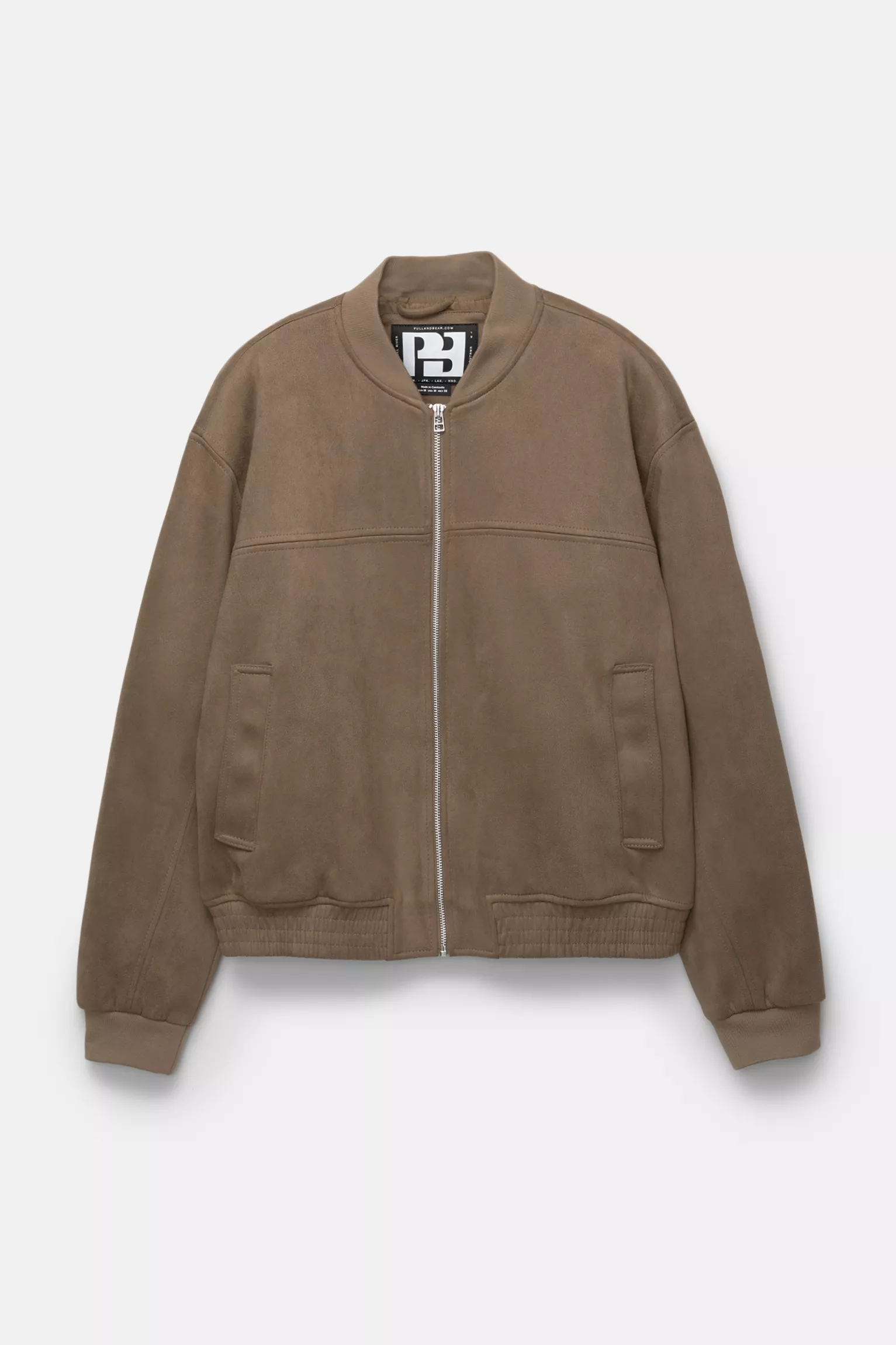 Pull&Bear Faux Suede Bomber Jacket — Sand