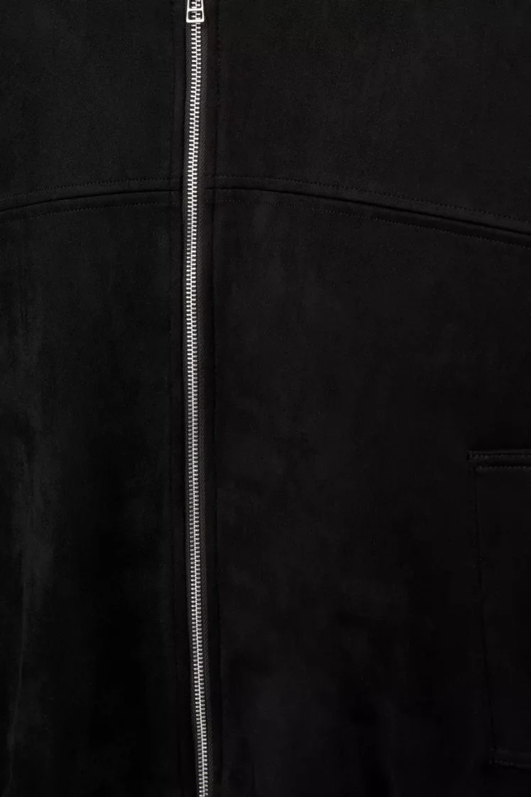 Pull&Bear Faux Suede Bomber Jacket — Black