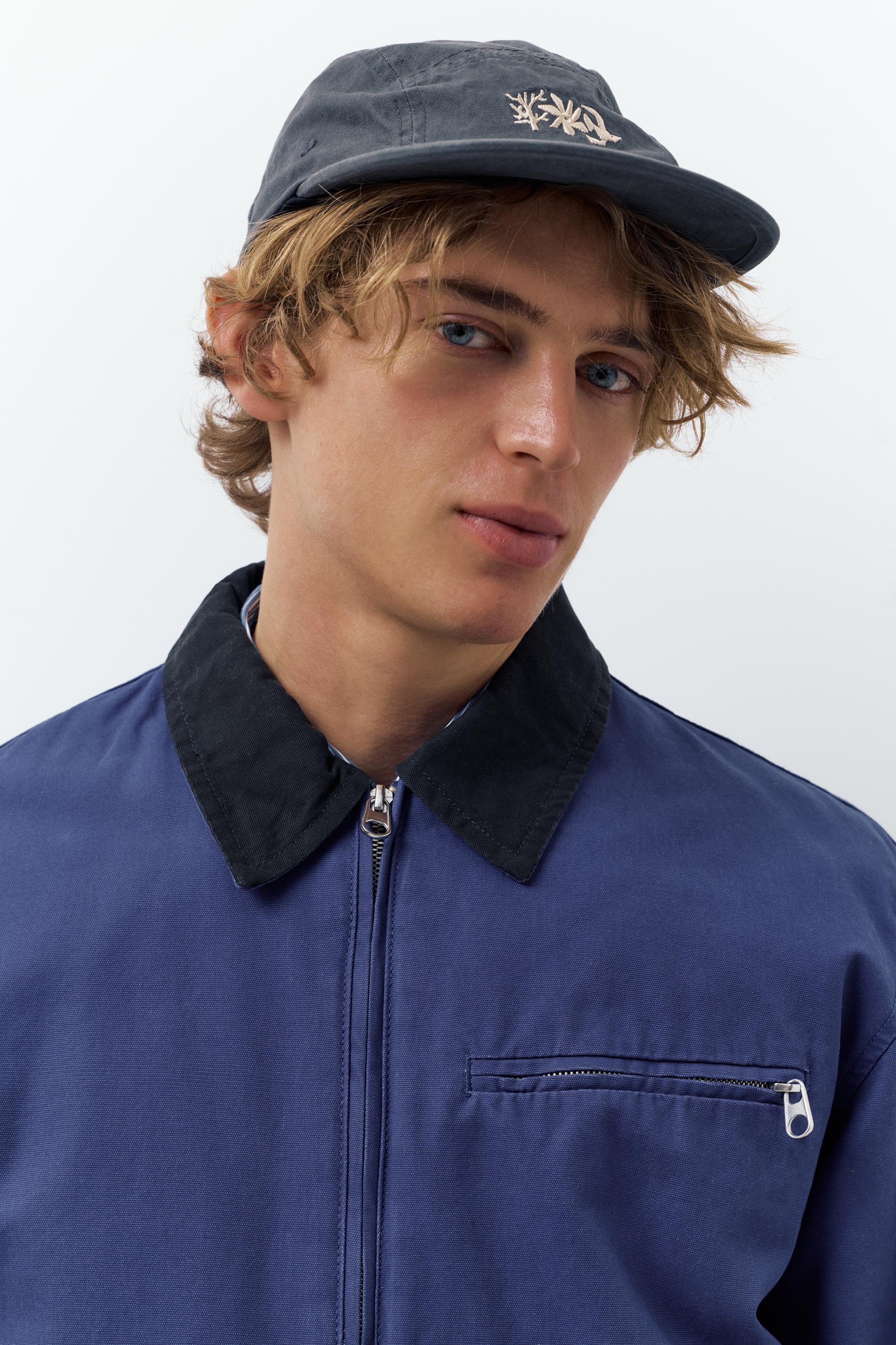 Pull&Bear Navy Worker Bomber Jacket — Navy