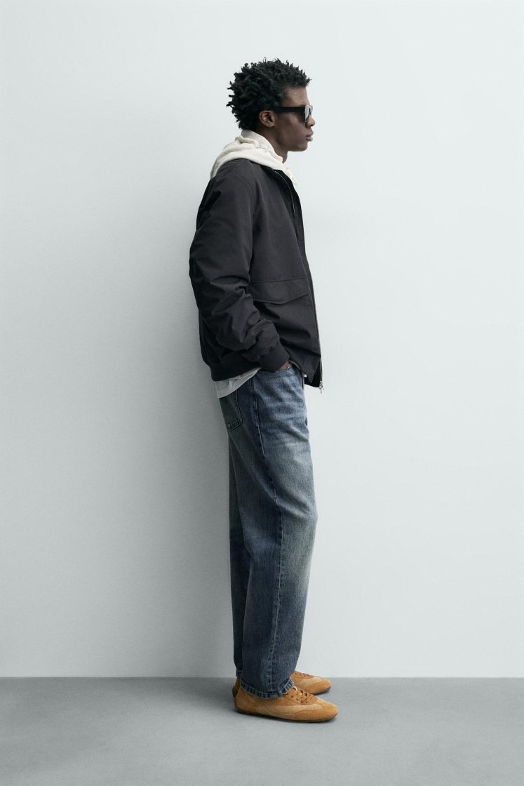 Zara Water-Repellent Tech Jacket — Navy blue