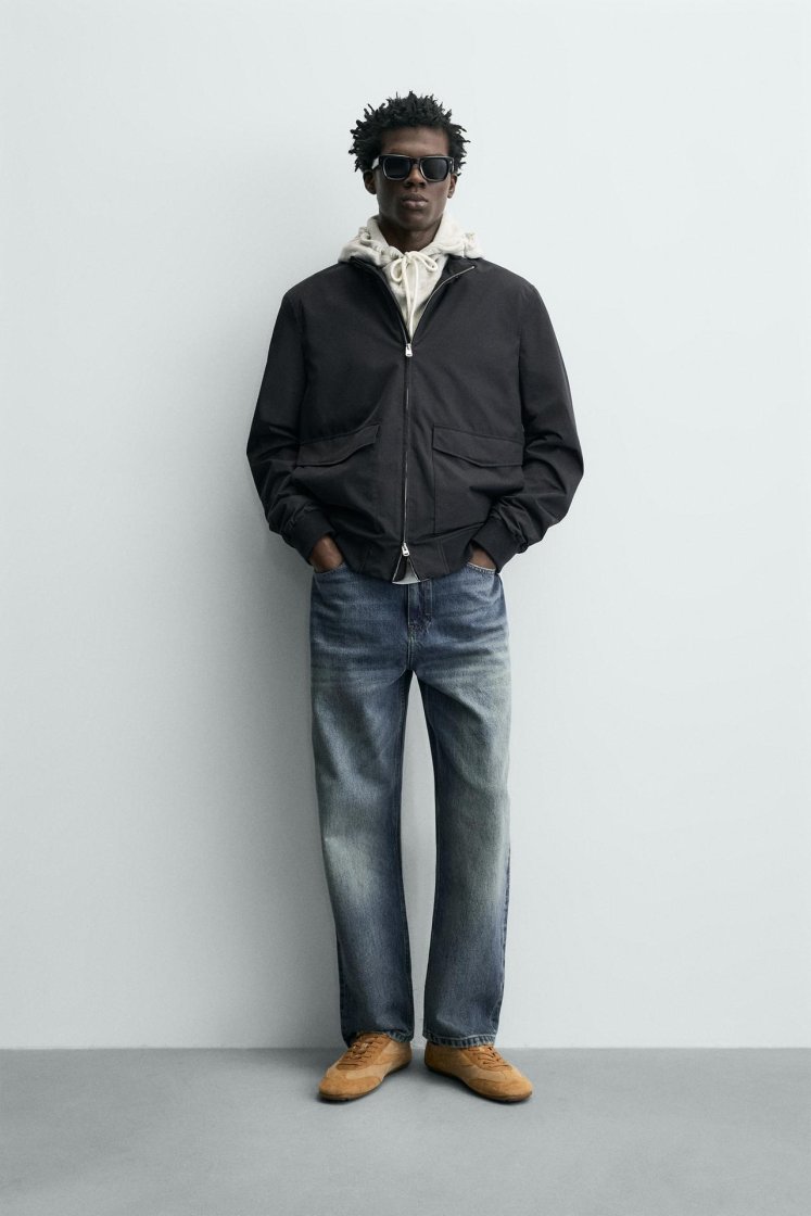Zara Water-Repellent Tech Jacket — Navy blue