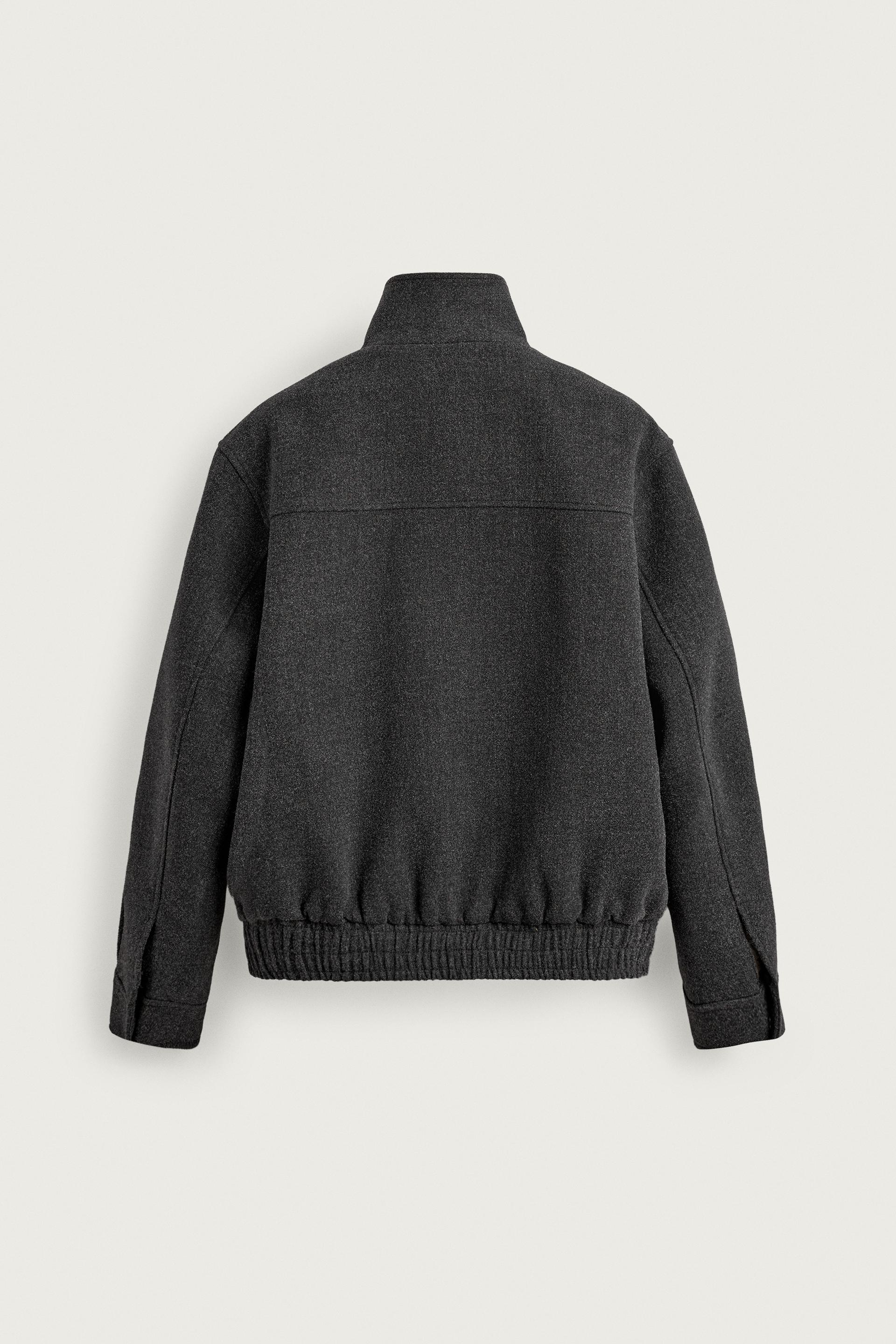 Zara Zip-Up Wool-Look Jacket — Grey