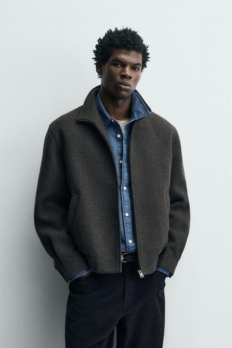 Zara Zip-Up Wool-Look Jacket