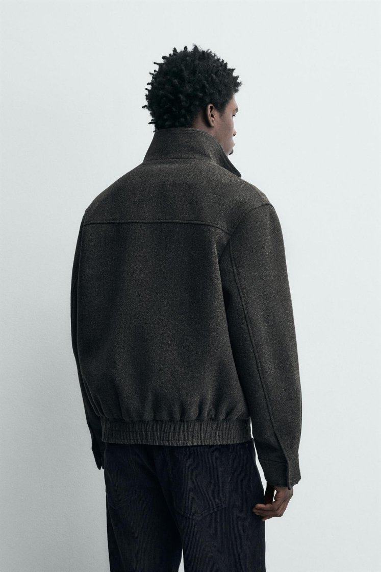 Zara Zip-Up Wool-Look Jacket