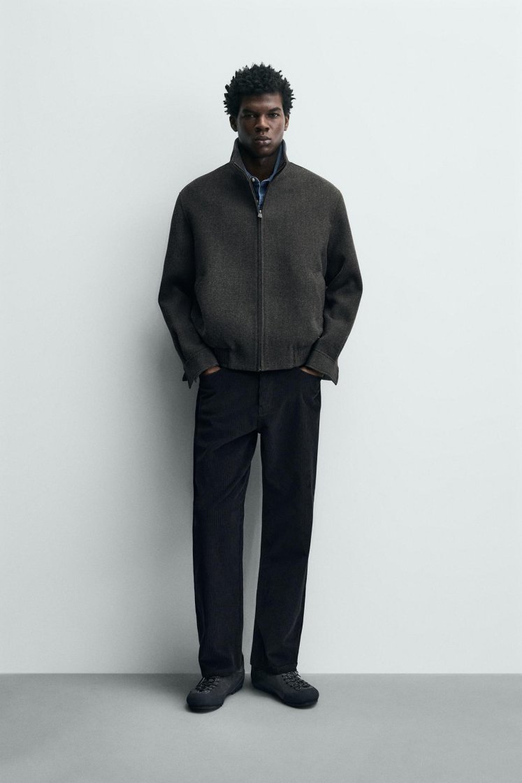 Zara Zip-Up Wool-Look Jacket