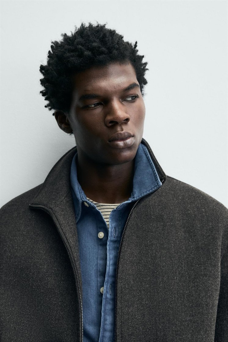 Zara Zip-Up Wool-Look Jacket