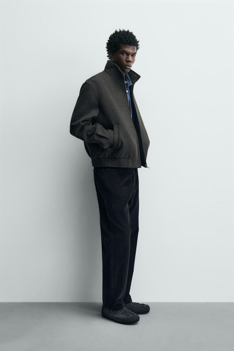 Zara Zip-Up Wool-Look Jacket