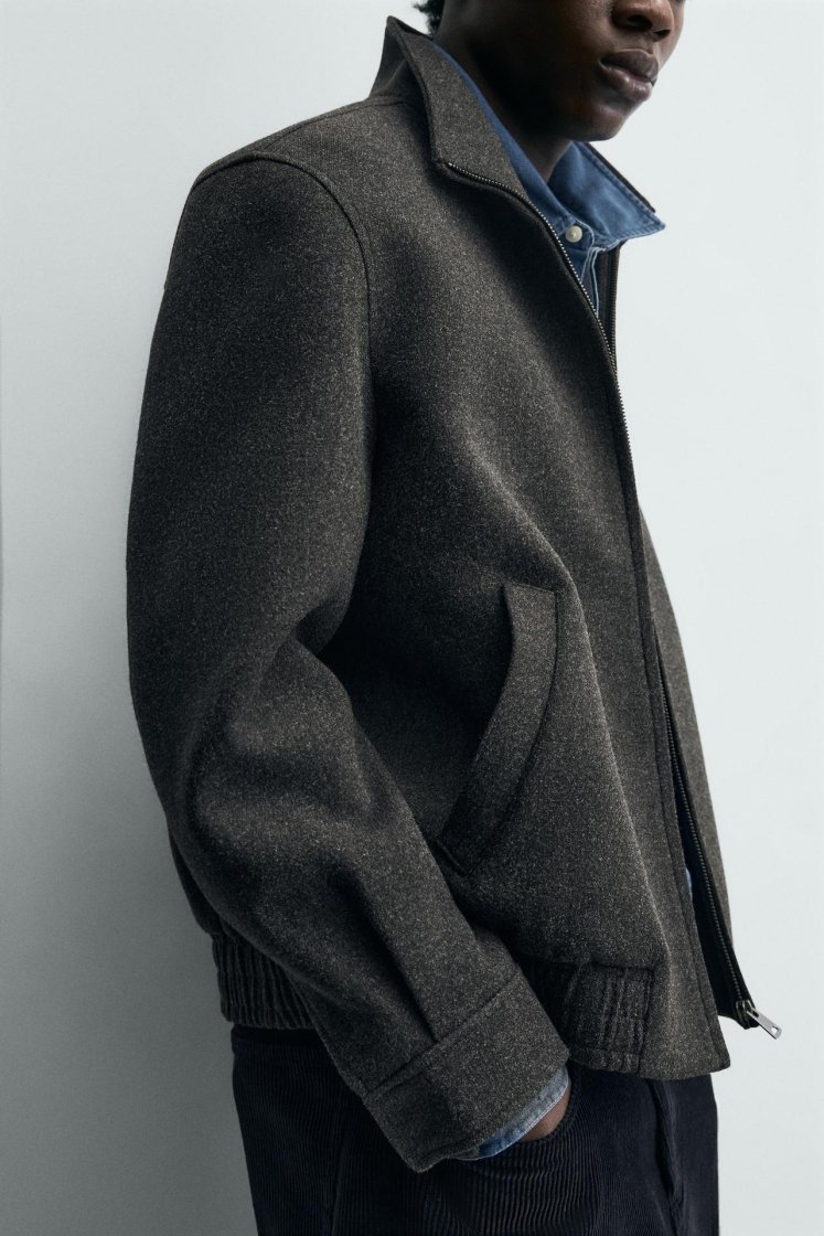 Zara Zip-Up Wool-Look Jacket