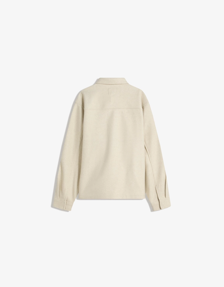 Bershka Sand Flannel Overshirt — Off White