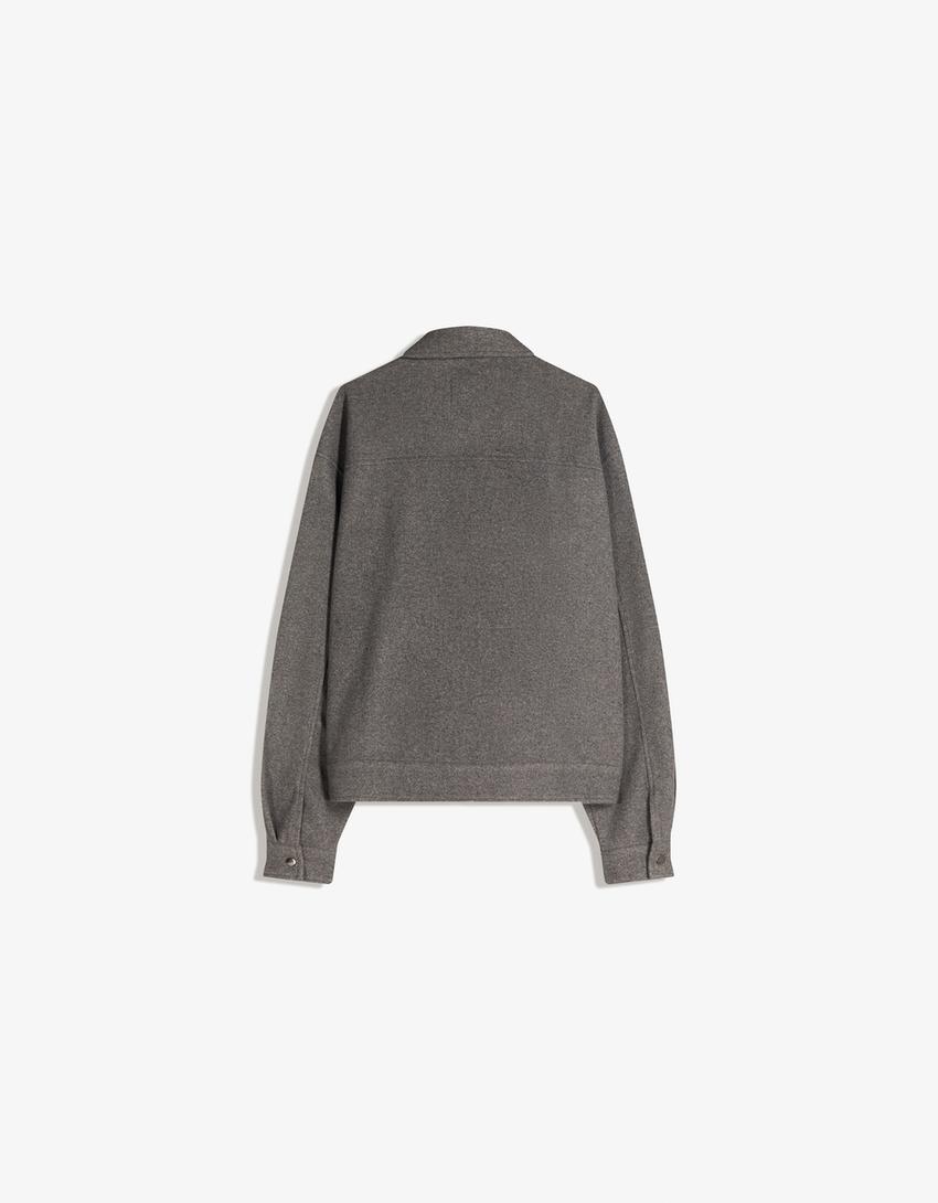 Bershka Quilted Street Puffer Jacket — Grey