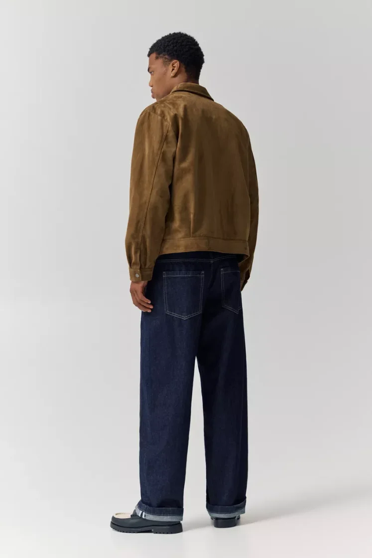 Pull&Bear Faux Suede Zip Jacket — Brown