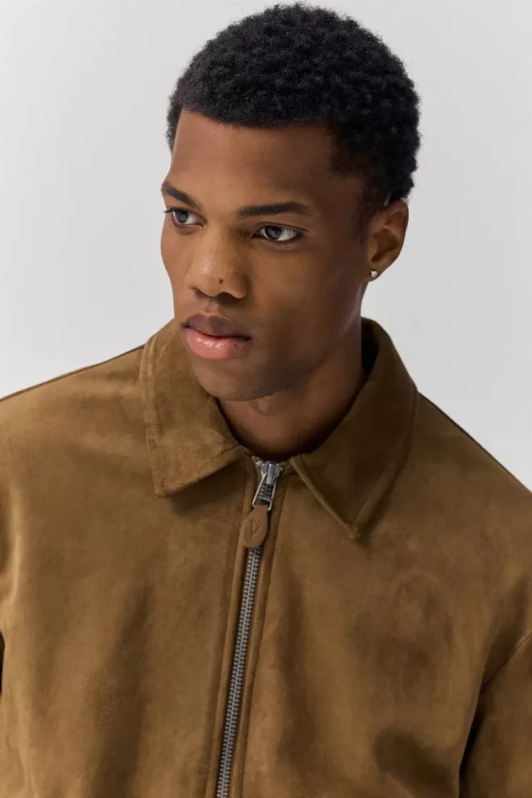 Pull&Bear Faux Suede Zip Jacket — Brown