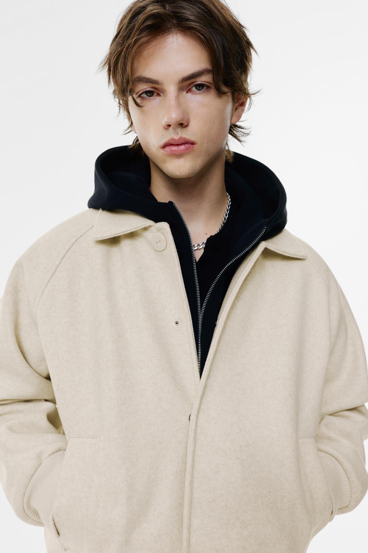 Pull&Bear Aviator Bomber Jacket — Off White
