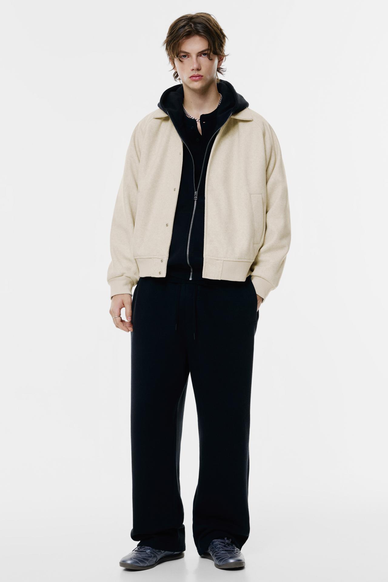 Pull&Bear Aviator Bomber Jacket — Off White