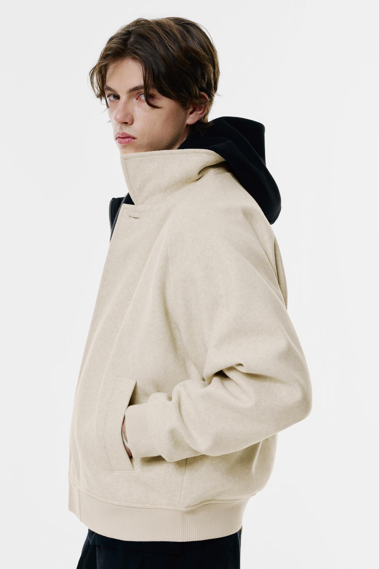 Pull&Bear Aviator Bomber Jacket — Off White