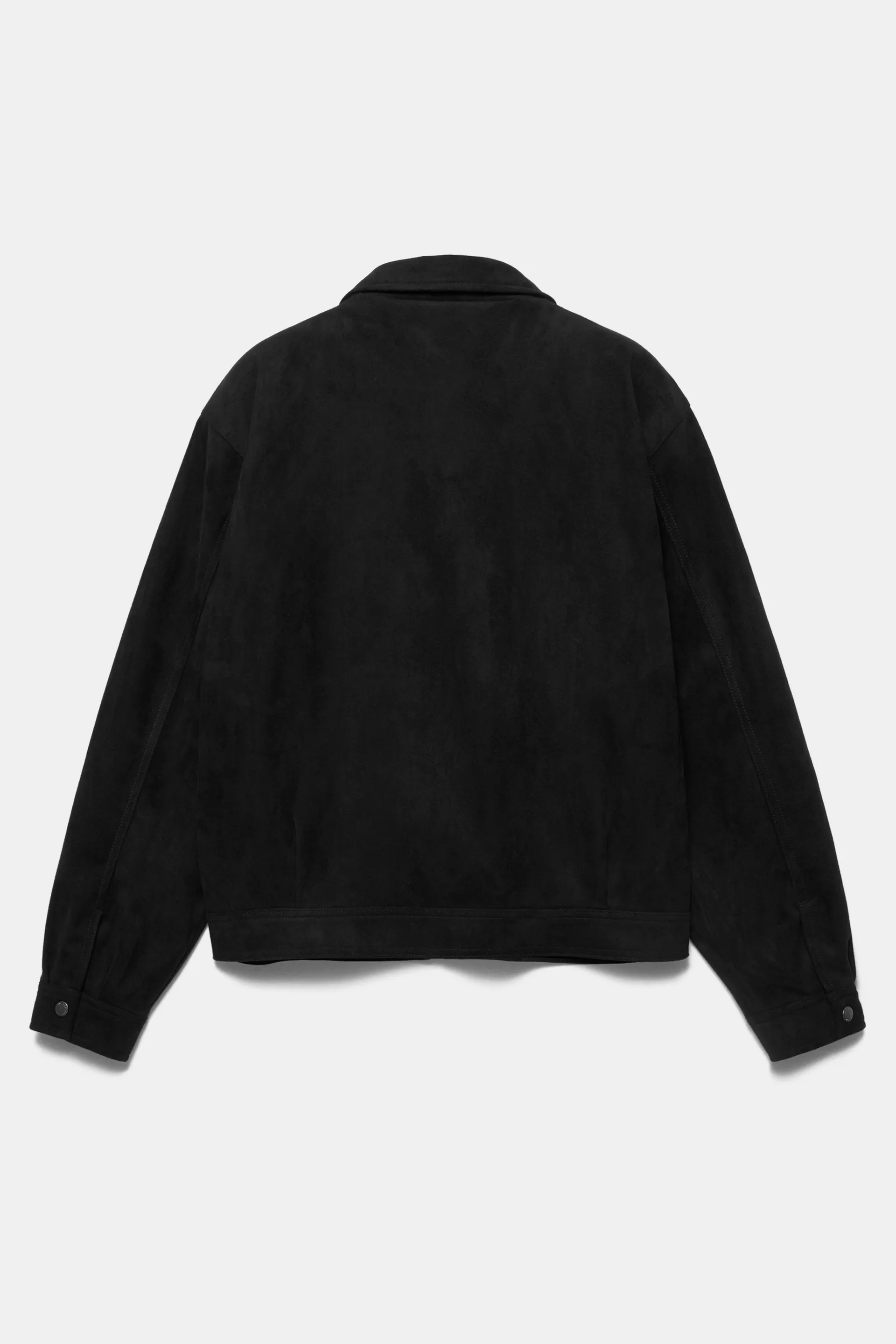 Pull&Bear Faux Suede Zip Jacket — Black