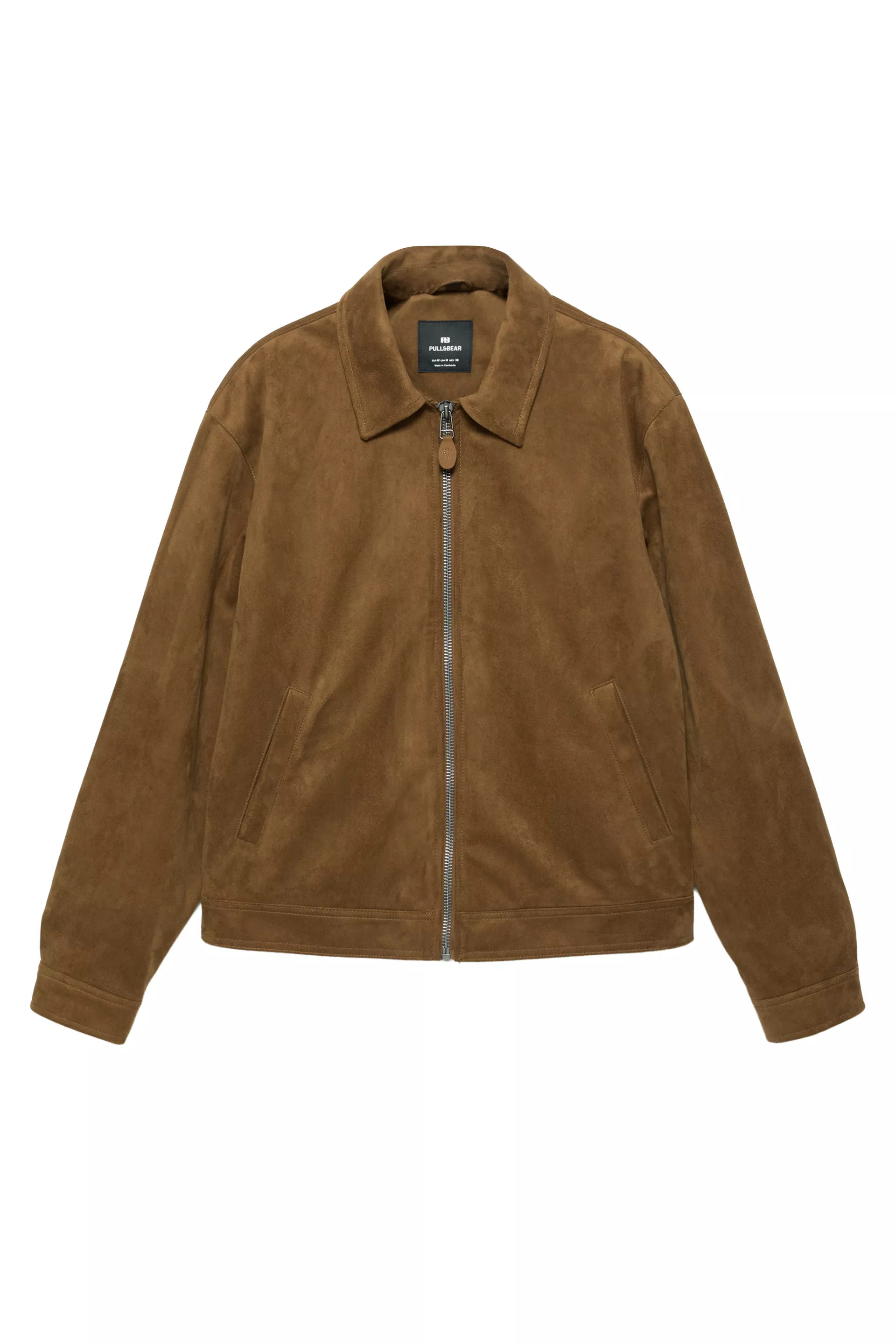 Pull&Bear Faux Suede Zip Jacket — Brown