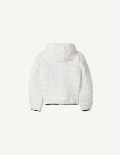 Bershka Lightweight Hooded Puffer — White