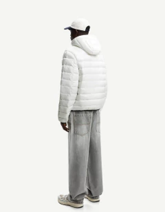 Bershka Lightweight Hooded Puffer — White