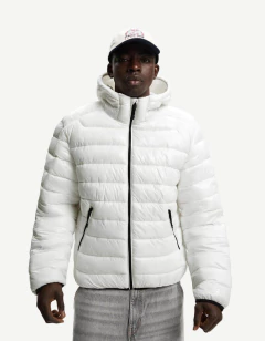 Bershka Lightweight Hooded Puffer — White