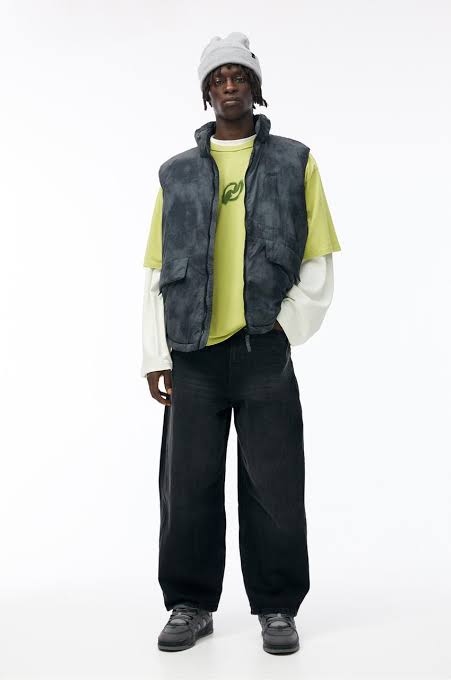 Pull&Bear Tie-Dye Puffer Vest — Charcoal