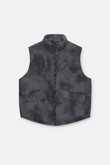 Pull&Bear Tie-Dye Puffer Vest — Charcoal
