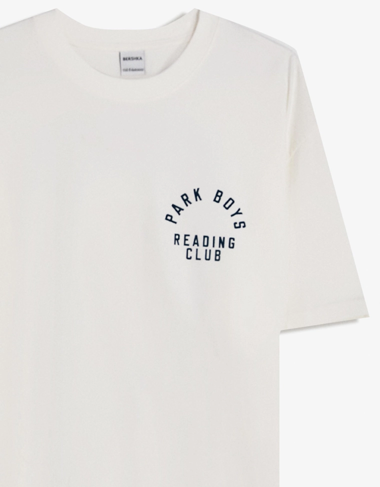 Tee Bershka Imprimé Off-White