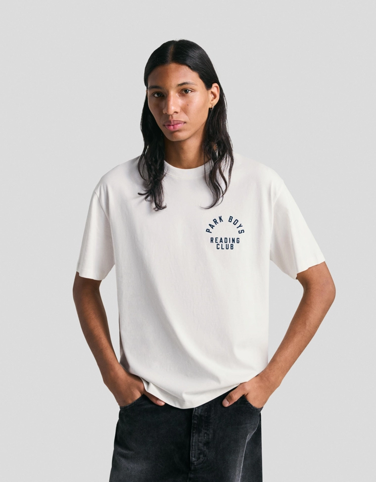 Bershka Bershka Off-White Print Tee — Off White
